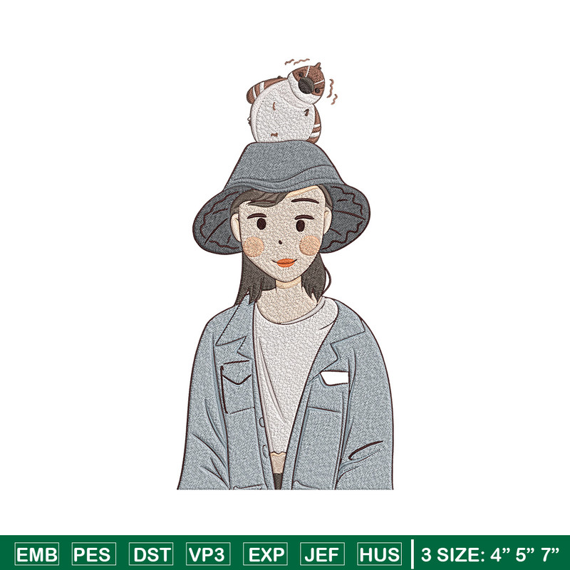 Cute girl Embroidery Design, Cartoon Embroidery, Embroidery File, Anime Embroidery, Anime shirt, Digital download.jpg