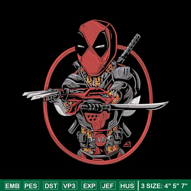 Deadpool circle Embroidery Design, Deadpool Embroidery, Embroidery File, Anime Embroidery, Anime shirt, Digital download.jpg