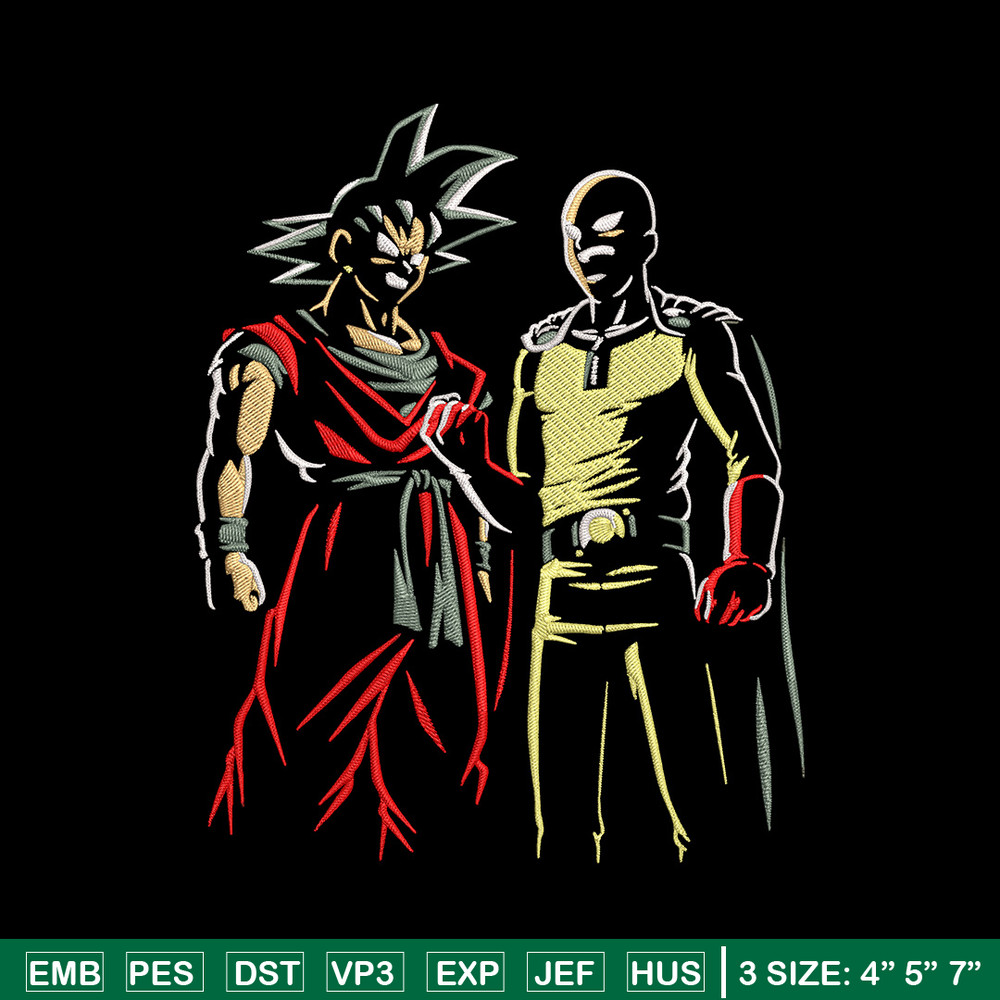 Goku x Saitama Embroidery Design, Dragonball Embroidery,Embroidery File, Anime Embroidery, Anime shirt, Digital download.jpg