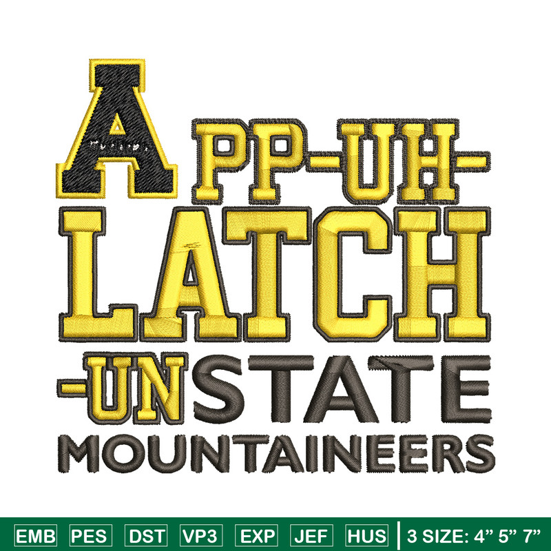 Appalachian State logo embroidery design, Sport embroidery, logo sport embroidery,Embroidery design, NCAA embroidery.jpg