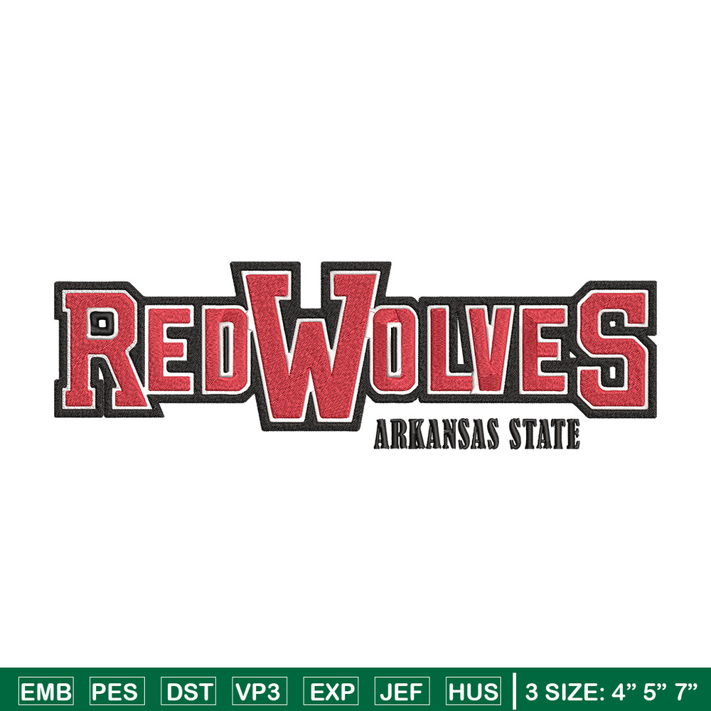 Arkansas State logo embroidery design, NCAA embroidery, Embroidery design, Logo sport embroidery, Sport embroidery.jpg