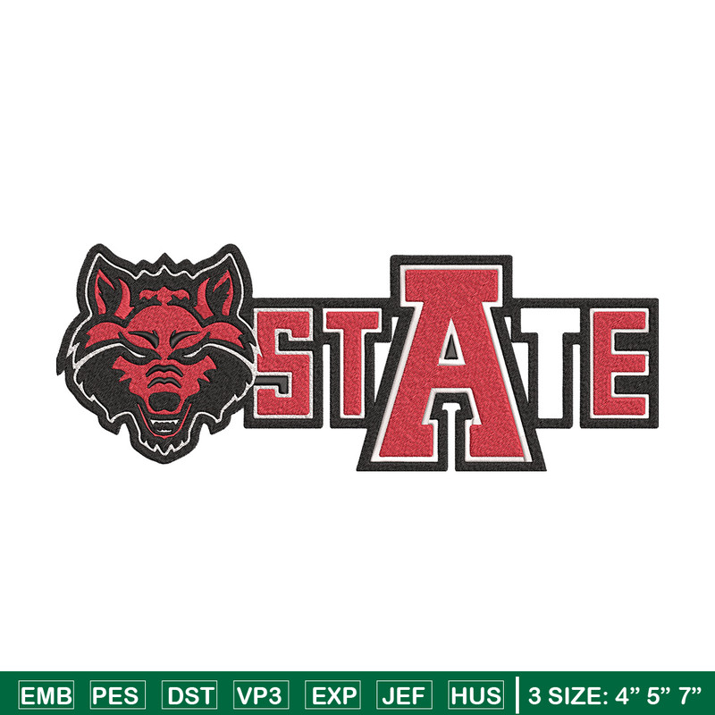 Arkansas State logo embroidery design, NCAA embroidery, Sport embroidery,logo sport embroidery,Embroidery design.jpg