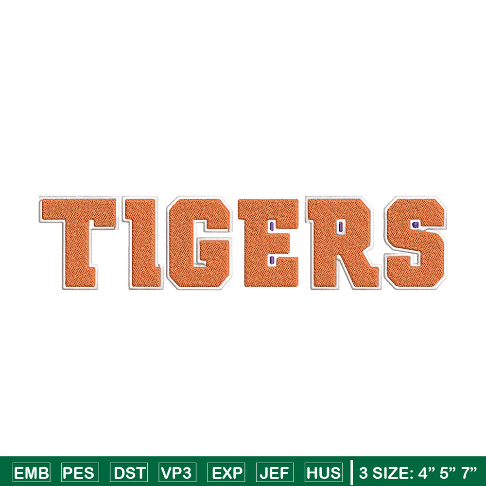 Clemson Tigers logo embroidery design, NCAA embroidery, Embroidery design, Logo sport embroidery, Sport embroidery.jpg