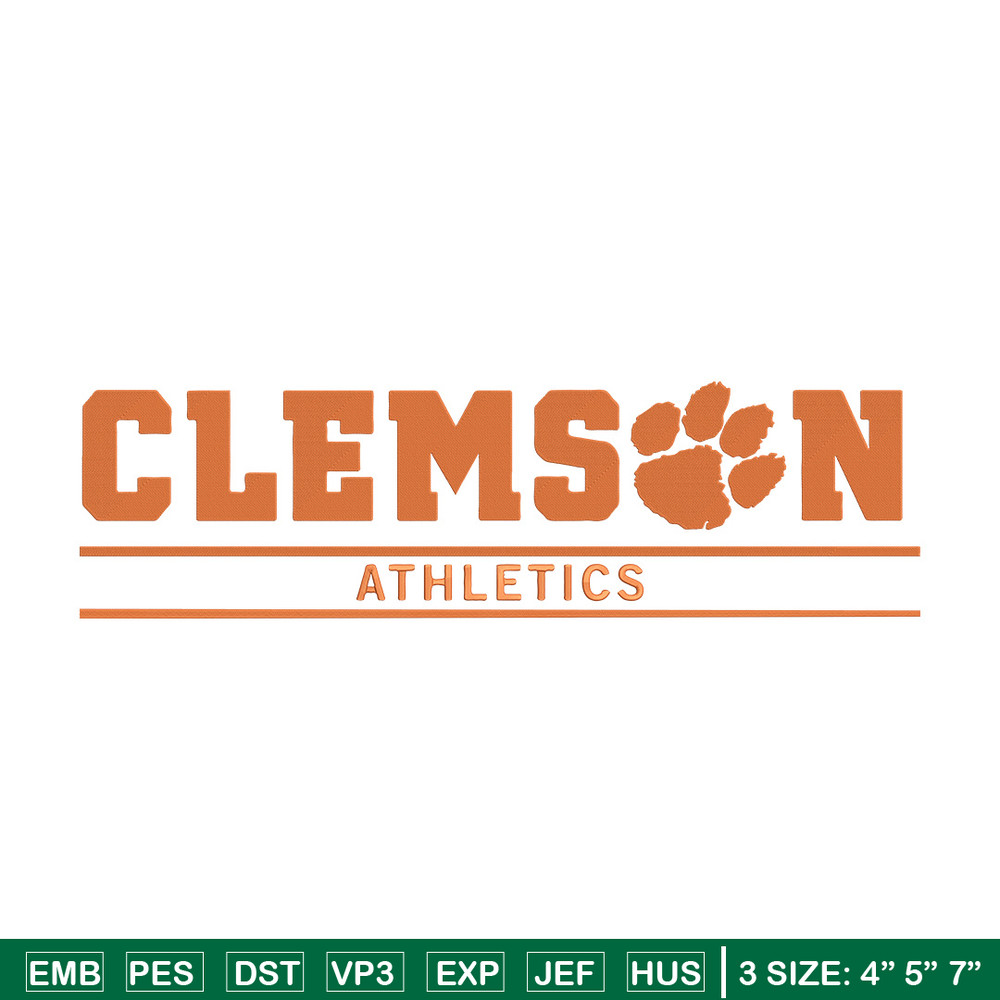 Clemson University logo embroidery design, NCAA embroidery, Sport embroidery,Embroidery design,Logo sport embroidery.jpg