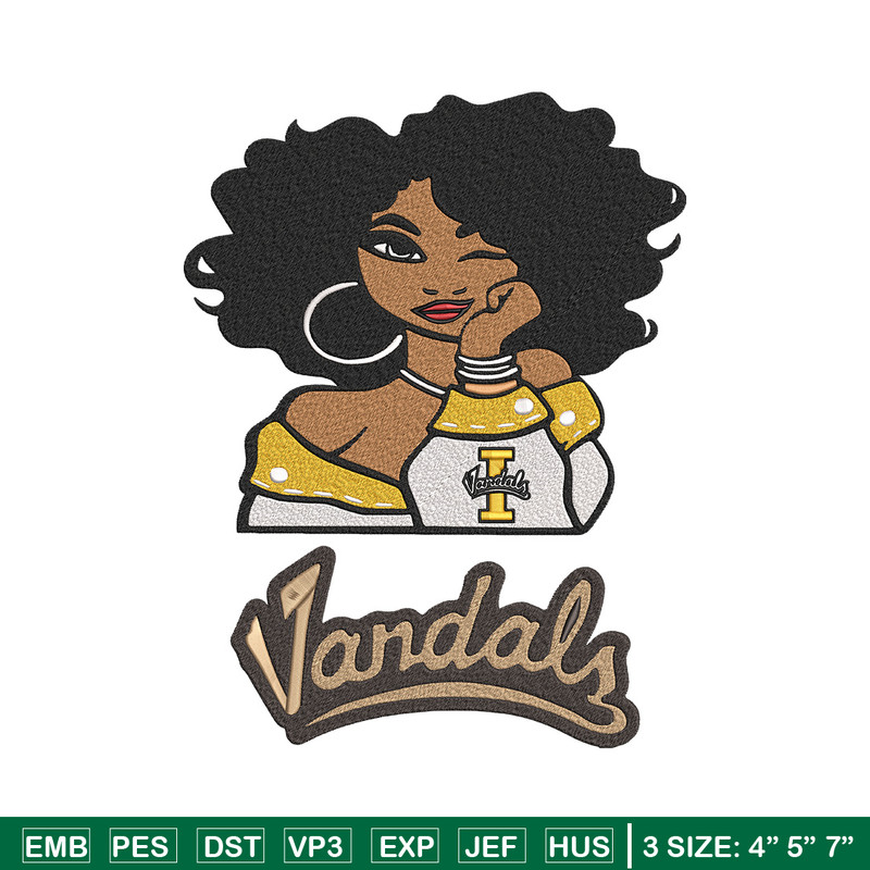Idaho Vandals girl embroidery design, NCAA embroidery, Embroidery design, Logo sport embroidery,Sport embroidery.jpg