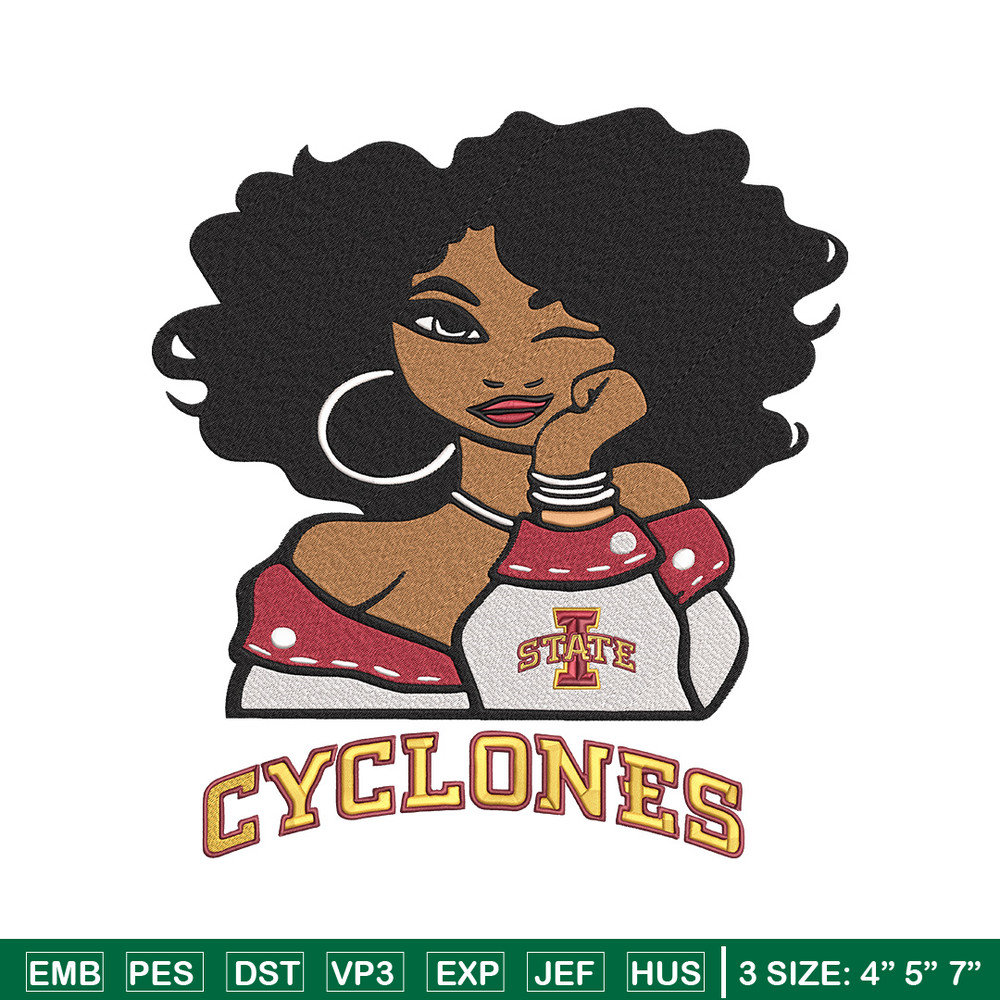 Iowa State University girl embroidery design, NCAA embroidery, Embroidery design, Logo sport embroidery,Sport embroidery.jpg