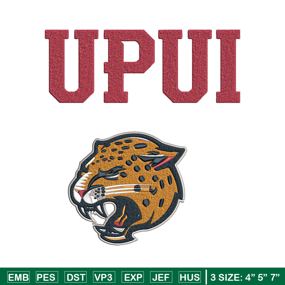 IUPUI Jaguars logo embroidery design, NCAA embroidery, Embroidery design,Logo sport embroidery, Sport embroidery..jpg