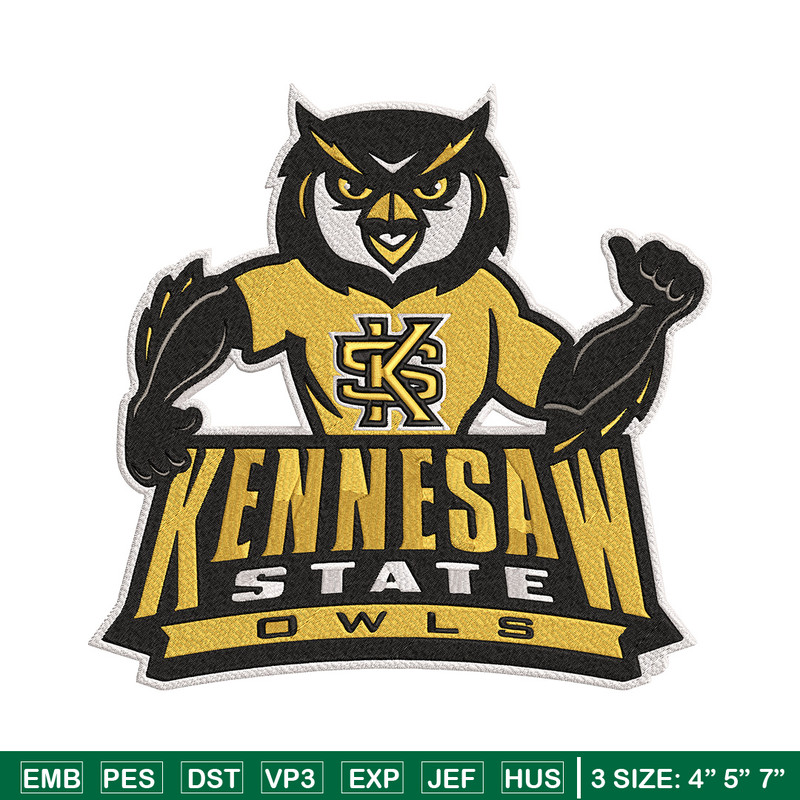 Kennesaw State logo embroidery design, Sport embroidery, logo sport embroidery, Embroidery design,NCAA embroidery.jpg