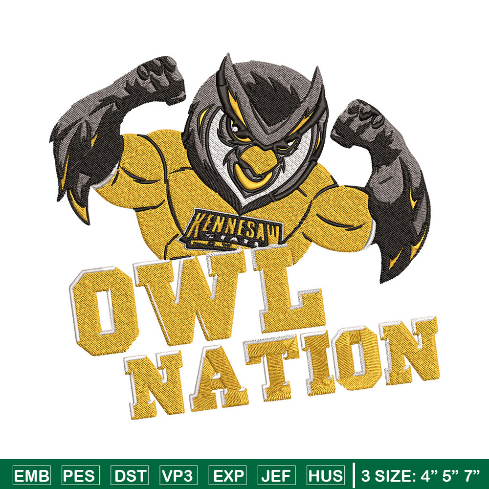 Kennesaw State mascot embroidery design,NCAA embroidery, Embroidery design, Logo sport embroidery,Sport embroidery.jpg