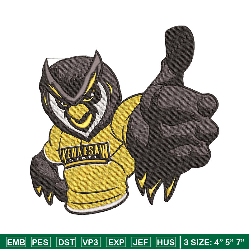 Kennesaw State mascot embroidery design,NCAA embroidery, Sport embroidery,logo sport embroidery,Embroidery design.jpg