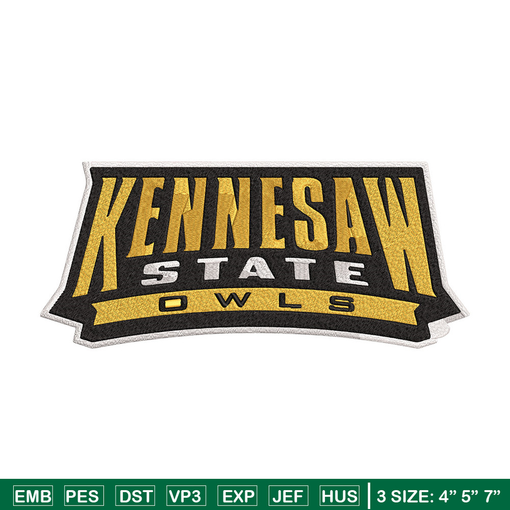 Kennesaw State Owls Logo embroidery design, NCAA embroidery, Sport embroidery, logo sport embroidery,Embroidery design..jpg