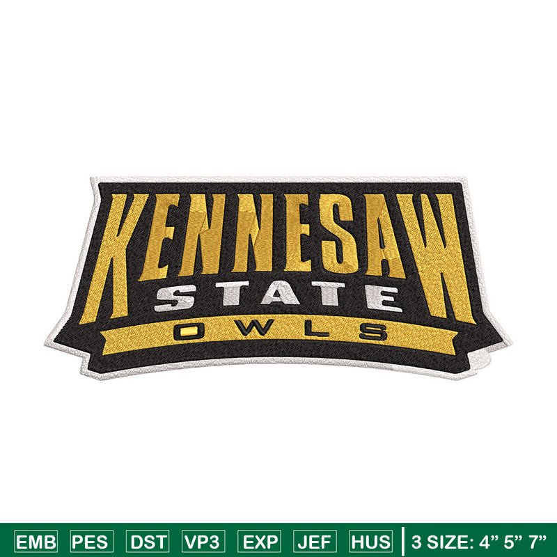 Kennesaw State Owls Logo embroidery design, NCAA embroidery, Sport embroidery, logo sport embroidery,Embroidery design..jpg