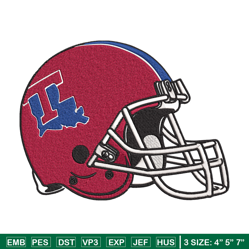 Louisiana Tech helmet embroidery design, NCAA embroidery, Embroidery design, Logo sport embroidery, Sport embroidery..jpg