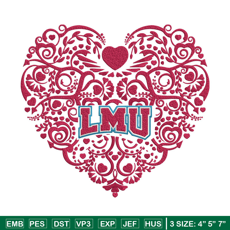 Loyola Marymount heart embroidery design, NCAA embroidery, Sport embroidery, Embroidery design, Logo sport embroidery.jpg