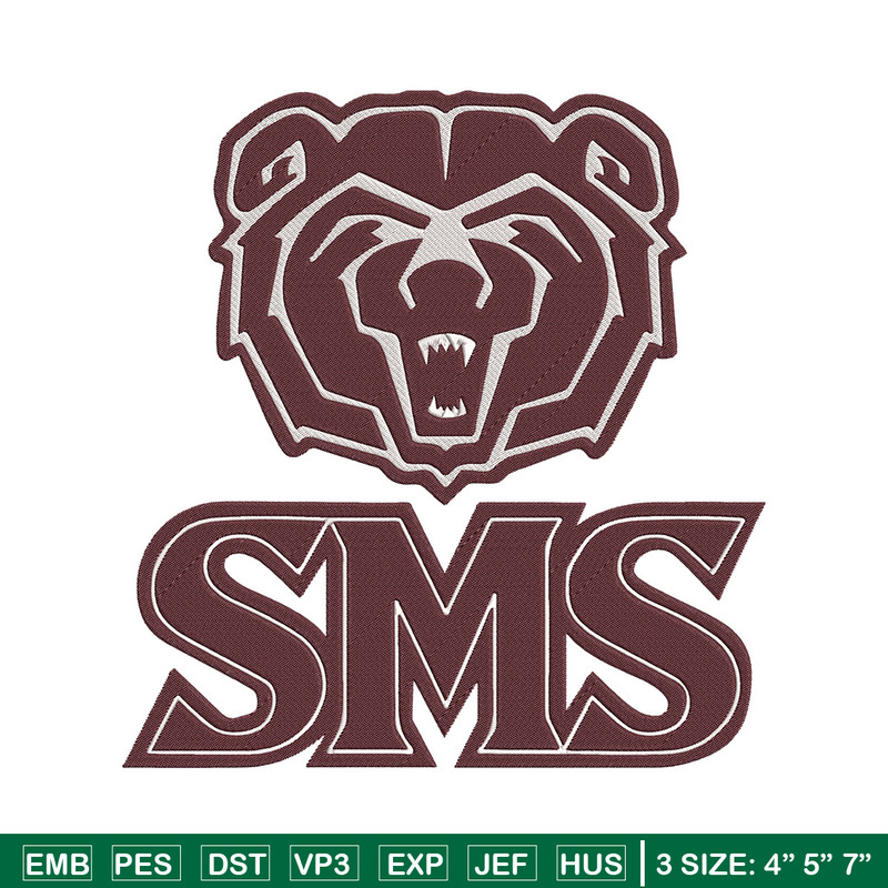Missouri State logo embroidery design, Sport embroidery, logo sport embroidery, Embroidery design, NCAA embroidery.jpg