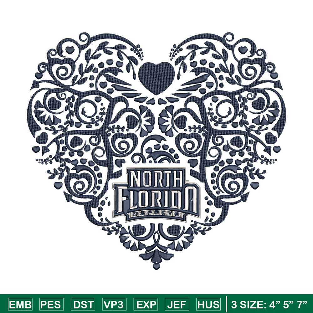 North Florida heart embroidery design, Sport embroidery, logo sport embroidery, Embroidery design,NCAA embroidery.jpg