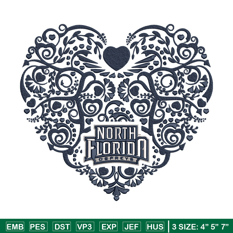 North Florida heart embroidery design, Sport embroidery, logo sport embroidery, Embroidery design,NCAA embroidery.jpg