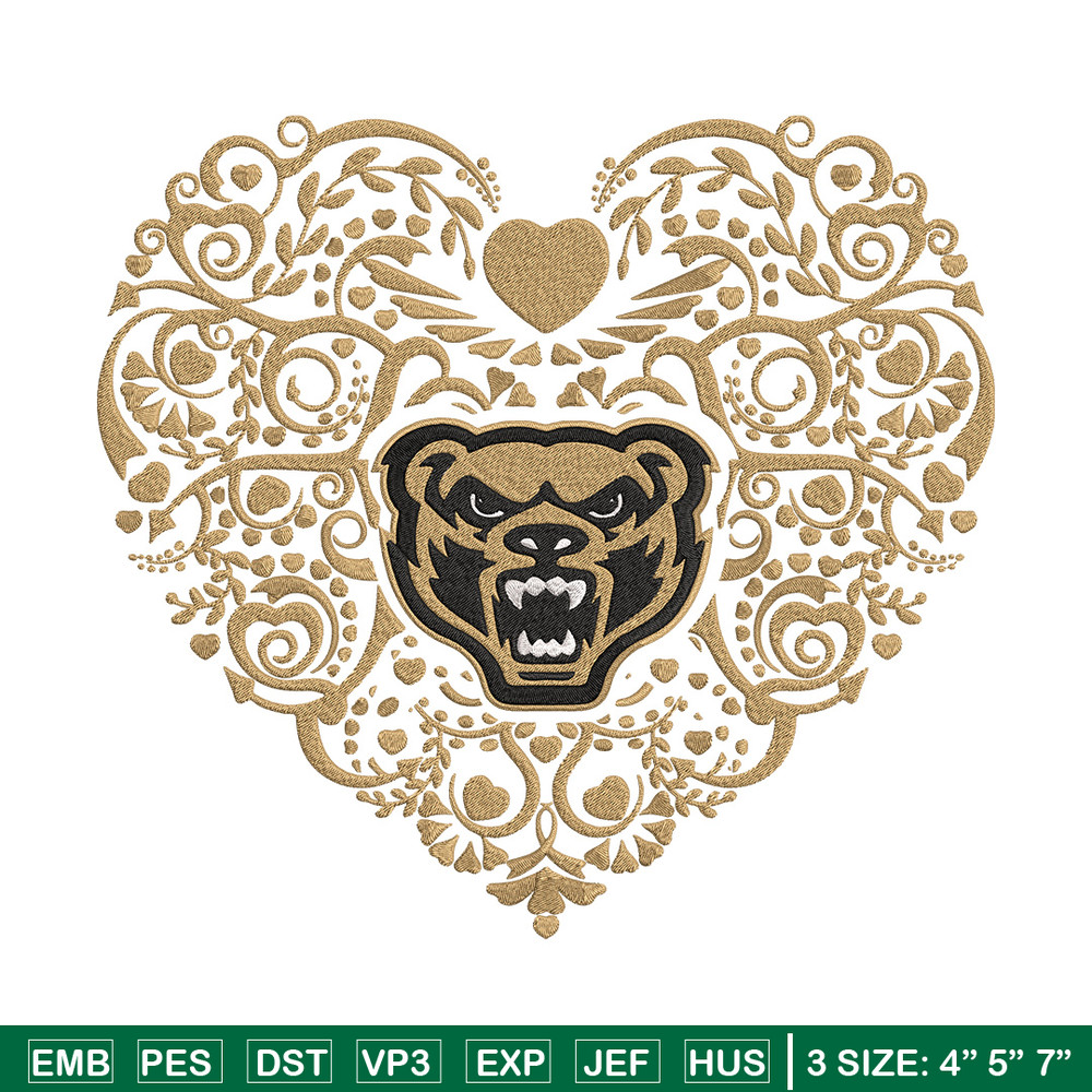 Oakland University heart embroidery design, NCAA embroidery,Sport embroidery, Embroidery design,Logo sport embroidery..jpg