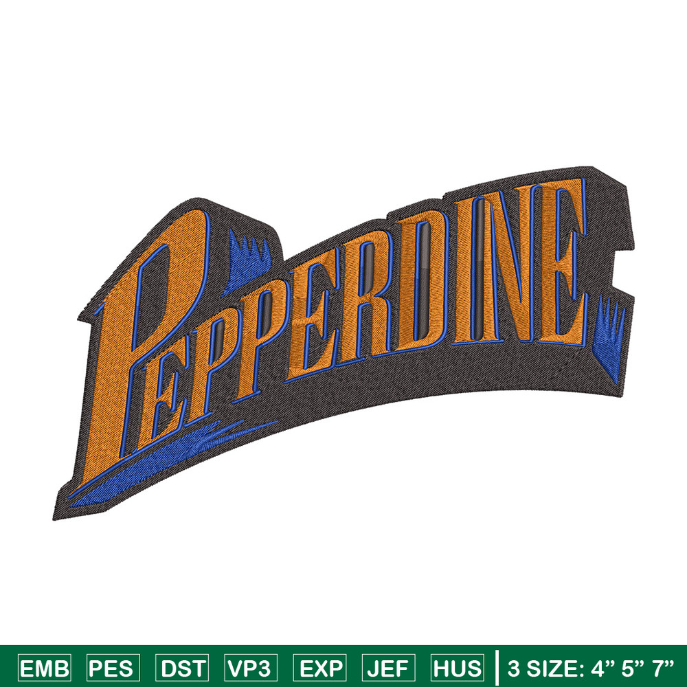 Pepperdine Waves logo embroidery design, NCAA embroidery, Embroidery design, Logo sport embroidery, Sport embroidery.jpg