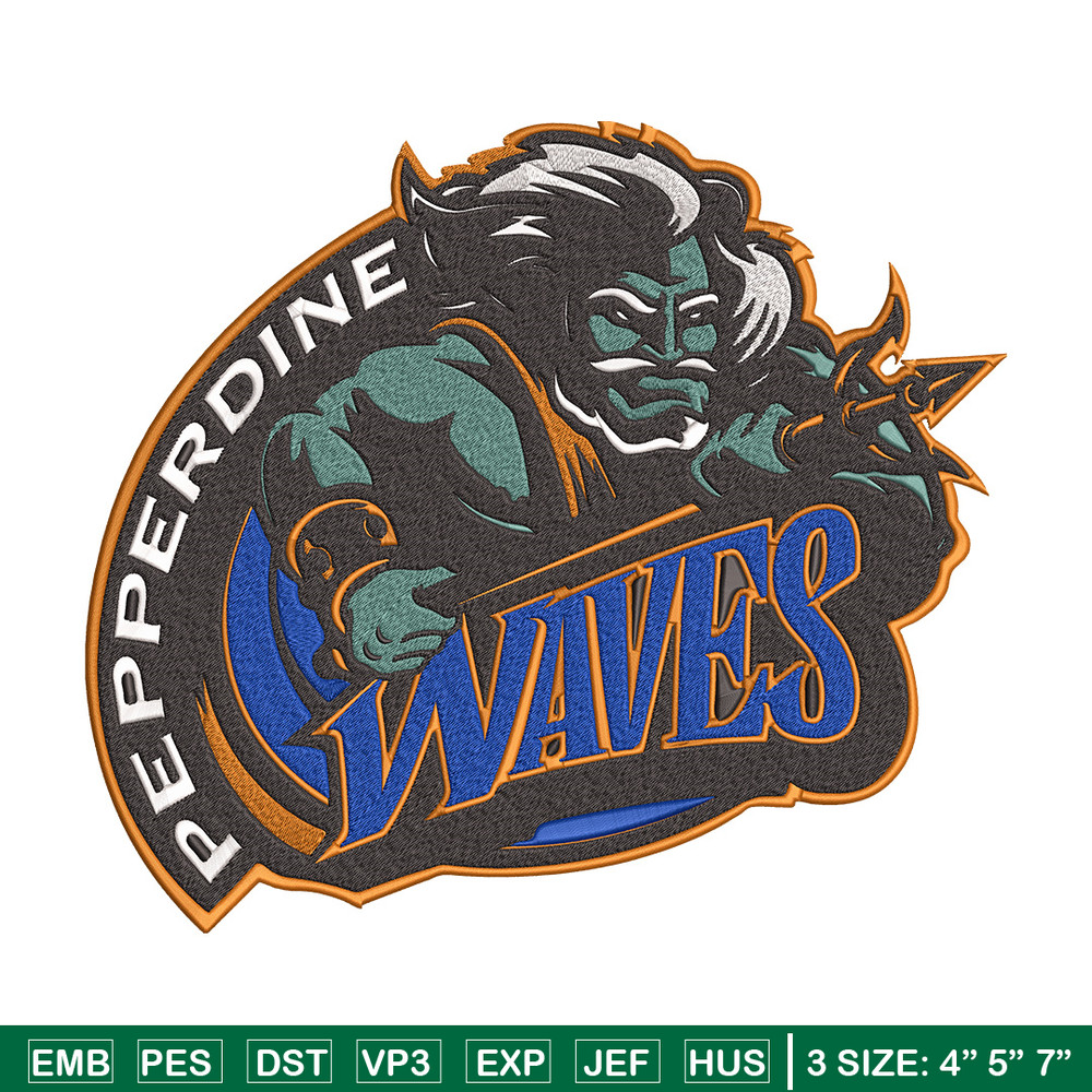 Pepperdine Waves logo embroidery design,NCAA embroidery,Sport embroidery,logo sport embroidery,Embroidery design.jpg