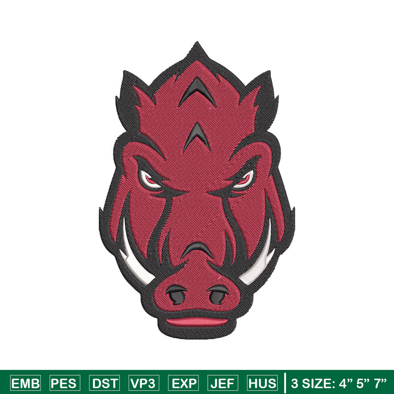Razorback Head embroidery design, NCAA embroidery, Sport embroidery,Logo sport embroidery,Embroidery design.jpg