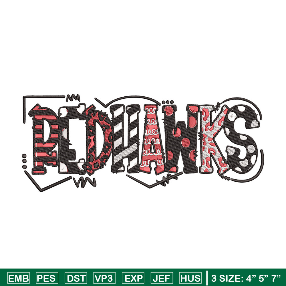 Red hawks logo embroidery design, Sport embroidery, logo sport embroidery, Embroidery design,NCAA embroidery.jpg