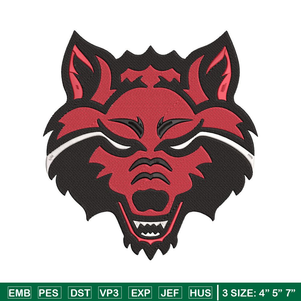 Red Wolves logo embroidery design, NCAA embroidery,Sport embroidery,Logo sport embroidery,Embroidery design.jpg