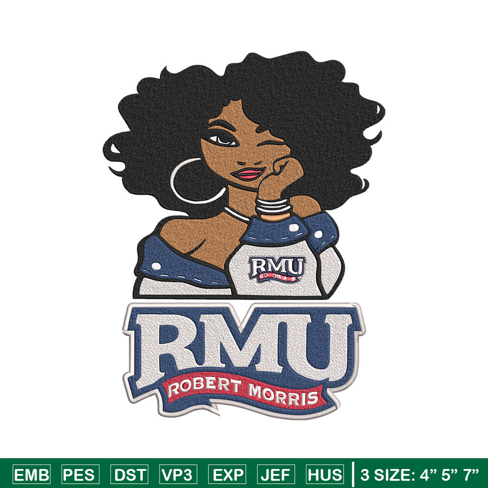 Robert Morris girl embroidery design, NCAA embroidery, Embroidery design, Logo sport embroidery,Sport embroidery..jpg