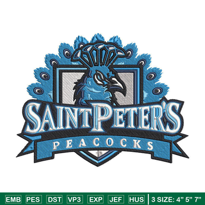 Saint Peter's Logo embroidery design, NCAA embroidery, Sport embroidery, logo sport embroidery,Embroidery design.jpg
