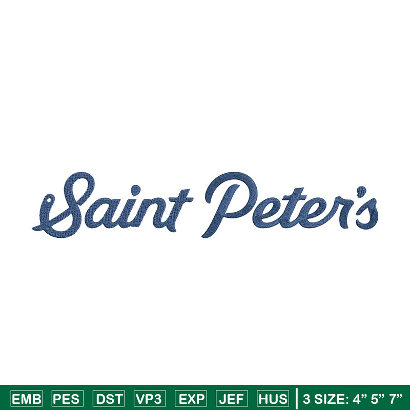 Saint Peter's logo embroidery design, NCAA embroidery,Sport embroidery,Logo sport embroidery,Embroidery design.jpg