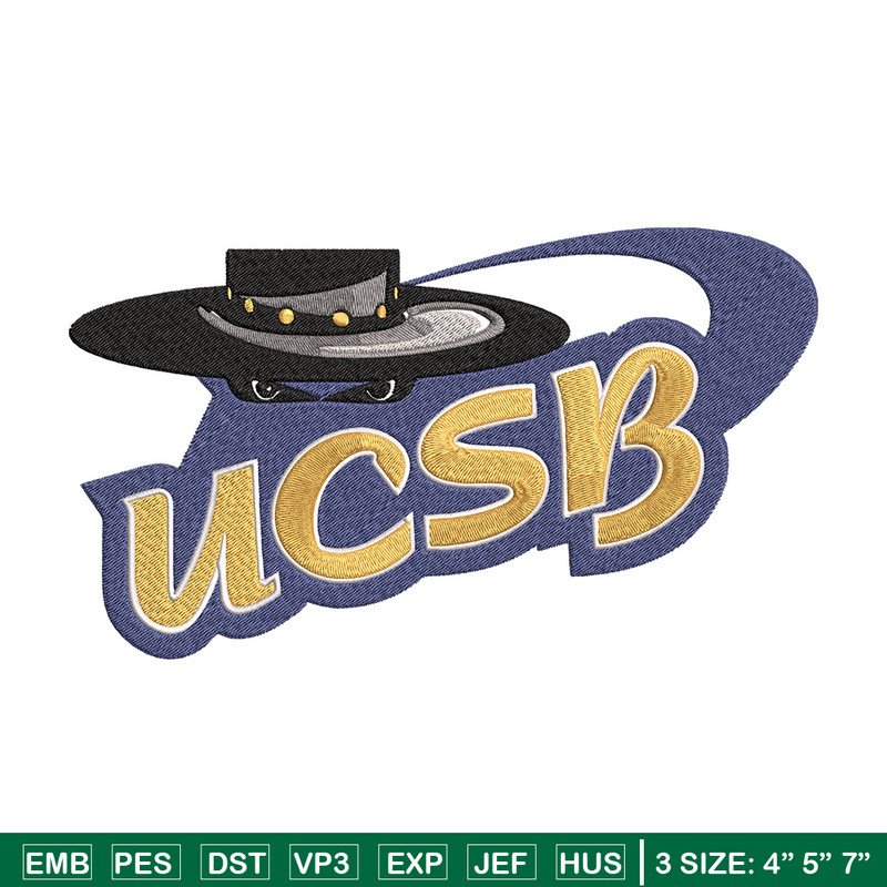 Santa Barbara logo embroidery design, NCAA embroidery, Sport embroidery,logo sport embroidery,Embroidery design..jpg