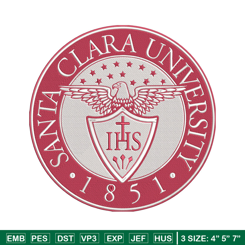 Santa Clara University logo embroidery design, NCAA embroidery, Sport embroidery,Logo sport embroidery,Embroidery design.jpg