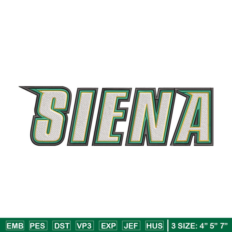 Siena College logo embroidery design, NCAA embroidery, Embroidery design,Logo sport embroidery,Sport embroidery.jpg