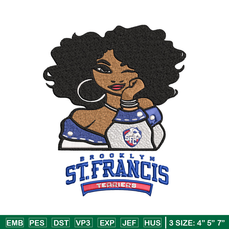 St Francis Brooklyn girl embroidery design, NCAA embroidery, Embroidery design, Logo sport embroidery, Sport embroidery.jpg