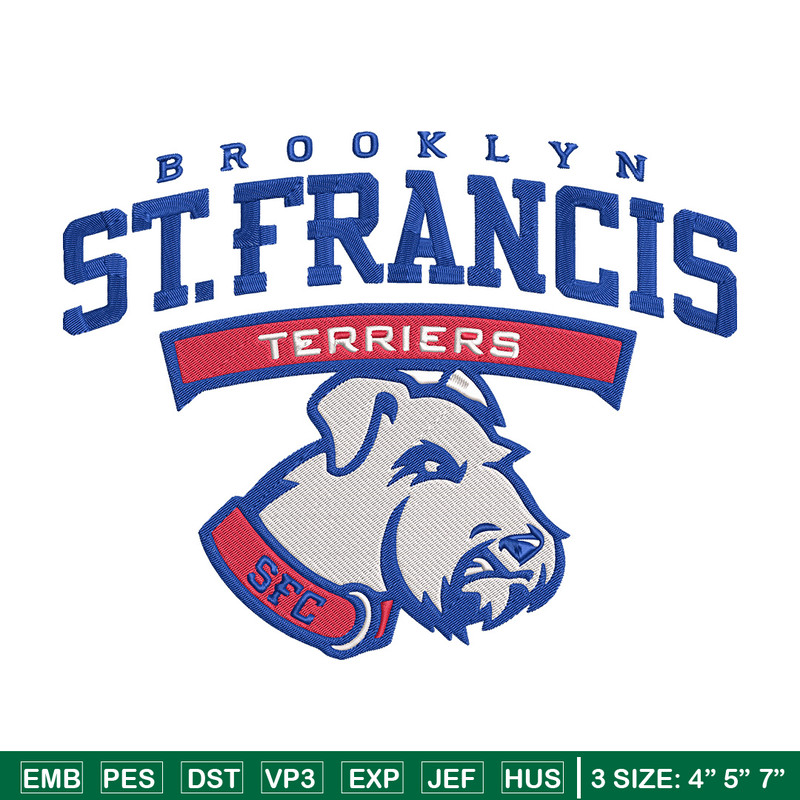 St. Francis Brooklyn Logo embroidery design, NCAA embroidery, Sport embroidery, logo sport embroidery, Embroidery design.jpg