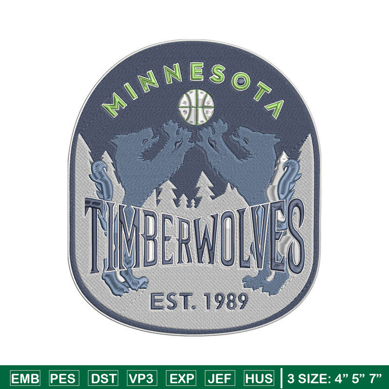 Timberwolves design embroidery design, NBA embroidery, Sport embroidery, Embroidery design, Logo sport embroidery.jpg