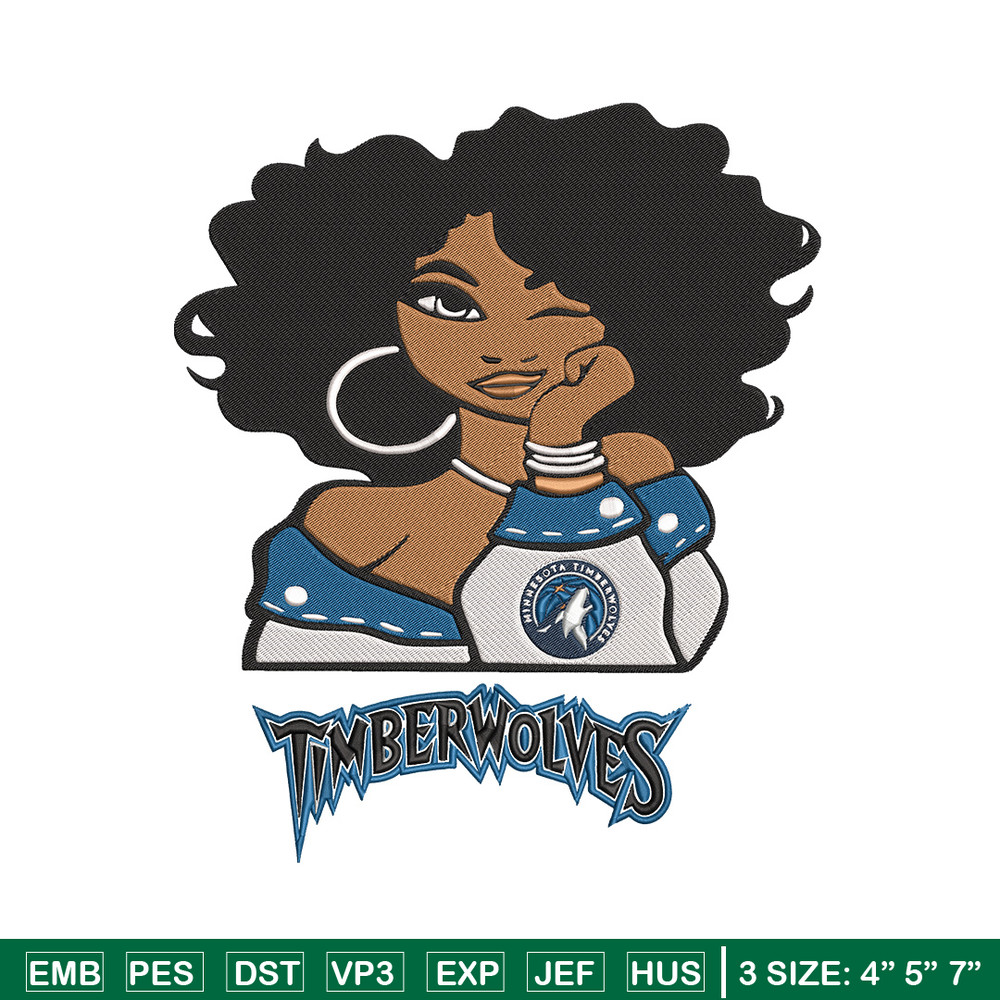 Timberwolves girl embroidery design, NBA embroidery, Sport embroidery, Embroidery design,Logo sport embroidery.jpg
