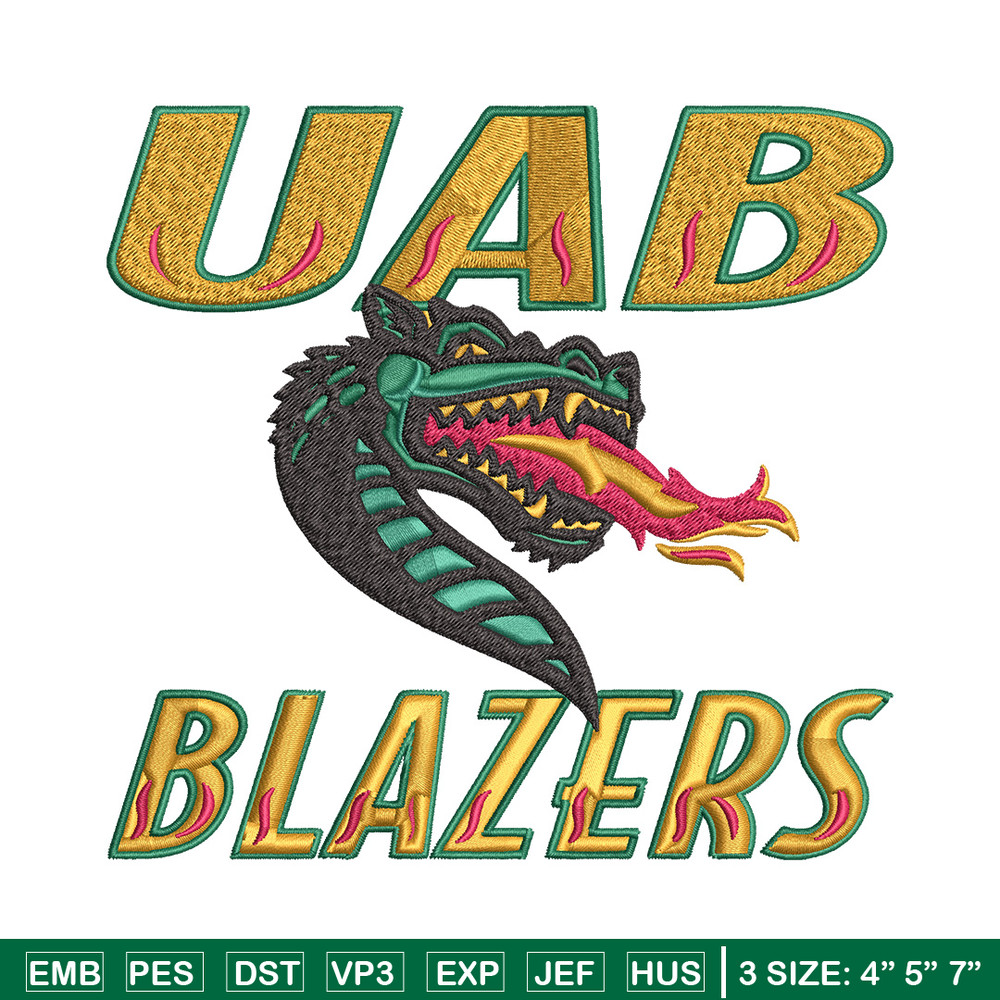 UAB Blazers logo embroidery design, NCAA embroidery, Sport embroidery, logo sport embroidery, Embroidery design..jpg