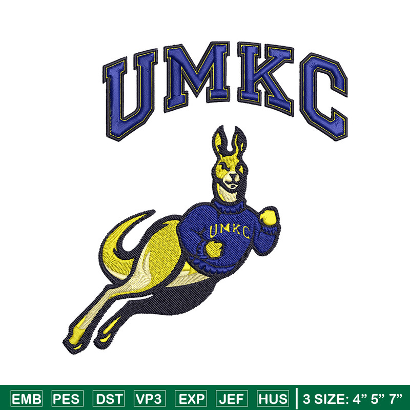 UMKC Kangaroos logo embroidery design, Sport embroidery, logo sport embroidery, Embroidery design,NCAA embroidery..jpg