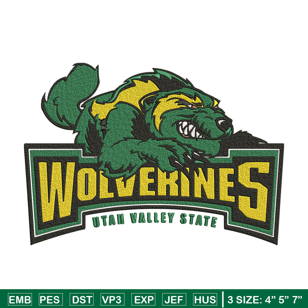 Utah Valley Wolverines logo embroidery design,NCAA embroidery,Embroidery design, Logo sport embroidery, Sport embroidery.jpg
