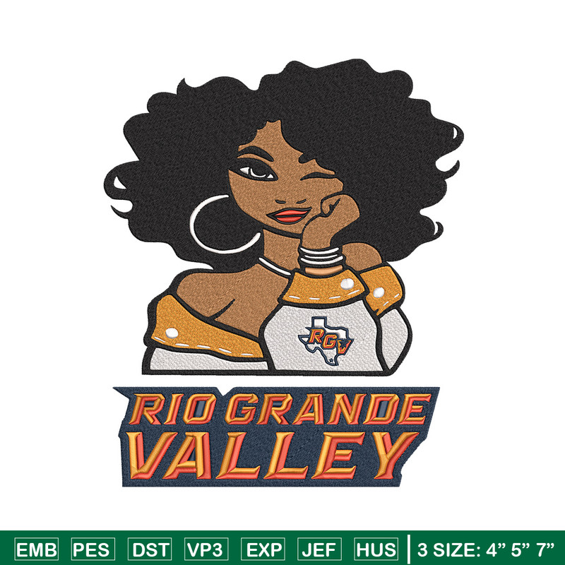 UTRGV Vaqueros girl embroidery design, NCAA embroidery, Embroidery design, Logo sport embroidery, Sport embroidery..jpg