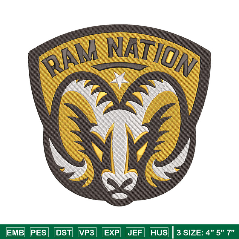 VCU Rams logo embroidery design, NCAA embroidery, Sport embroidery, logo sport embroidery, Embroidery design.jpg