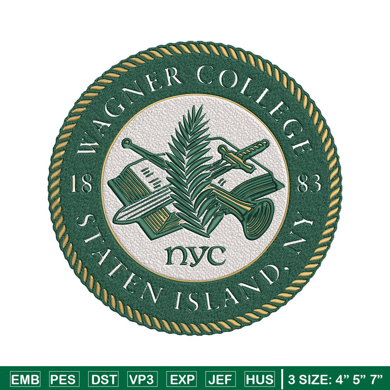 Wagner College logo embroidery design, NCAA embroidery, Embroidery design,Logo sport embroidery,Sport embroidery.jpg