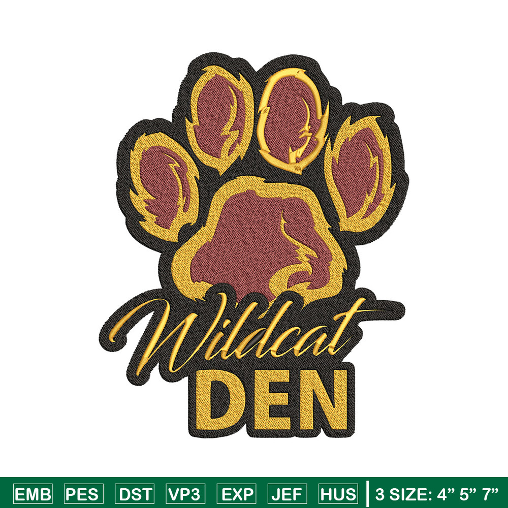 Wildcats' Den embroidery design, Logo embroidery, Sport embroidery, logo sport embroidery, Embroidery design.jpg