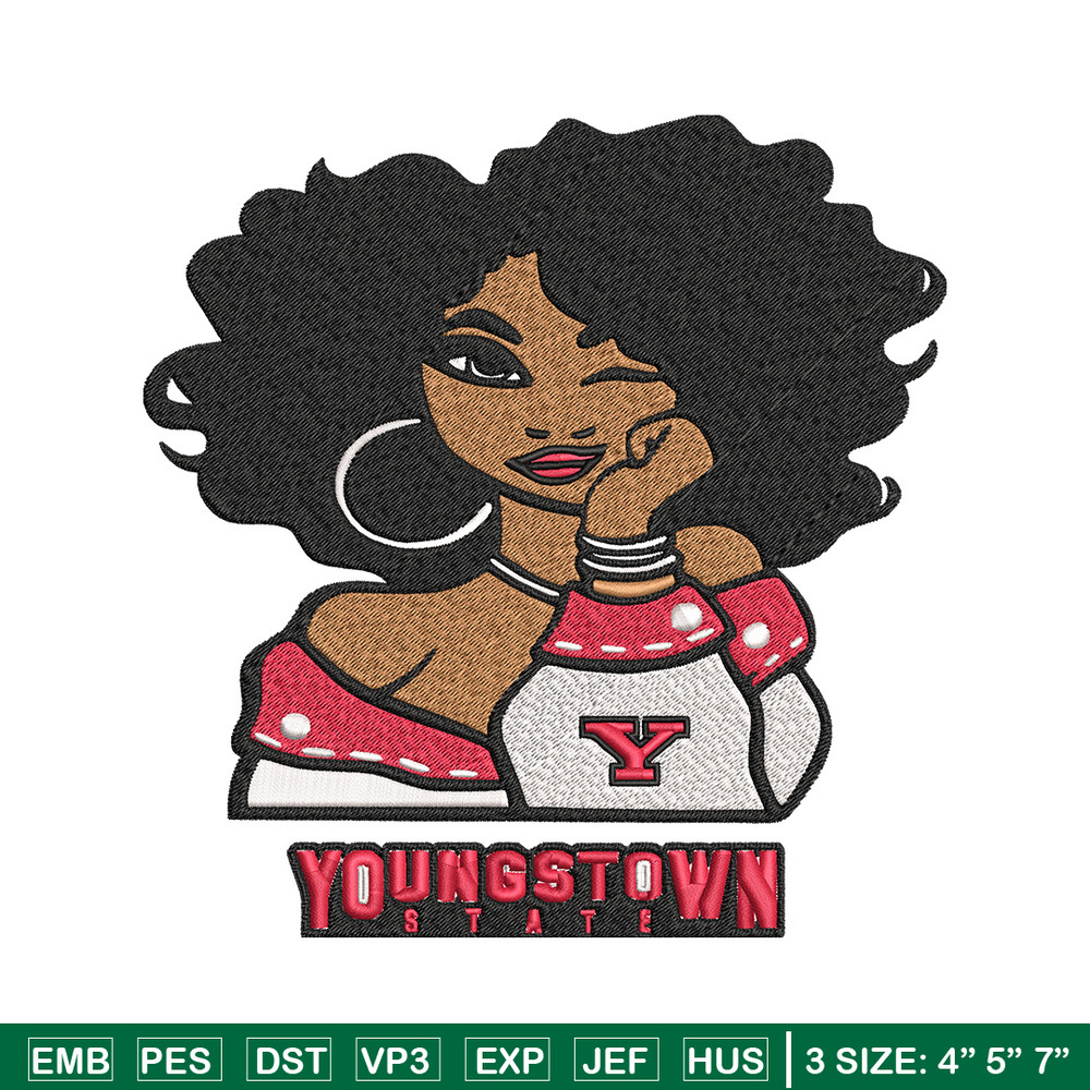 Youngstown State girl embroidery design, NCAA embroidery, Embroidery design, Logo sport embroidery, Sport embroidery.jpg