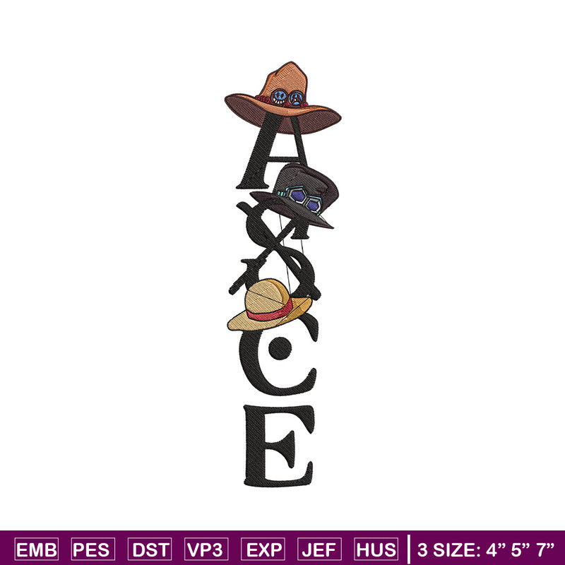 Ace tattoo Embroidery Design, One piece Embroidery, Embroidery File, Anime Embroidery, Anime shirt, Digital download.jpg