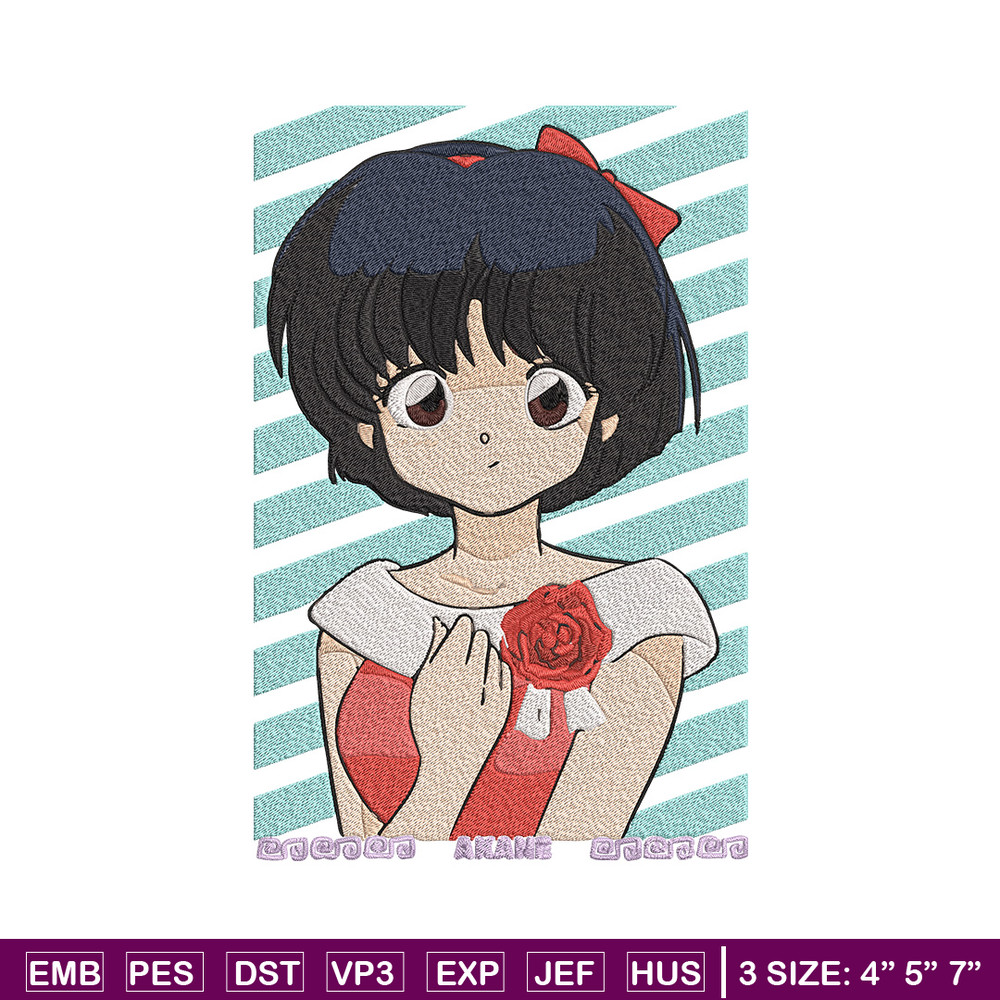 Akane Tendo Embroidery Design, Ranma Embroidery, Embroidery File, Anime Embroidery, Anime shirt, Digital download.jpg