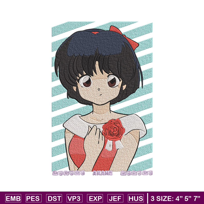 Akane Tendo Embroidery Design, Ranma Embroidery, Embroidery File, Anime Embroidery, Anime shirt, Digital download.jpg
