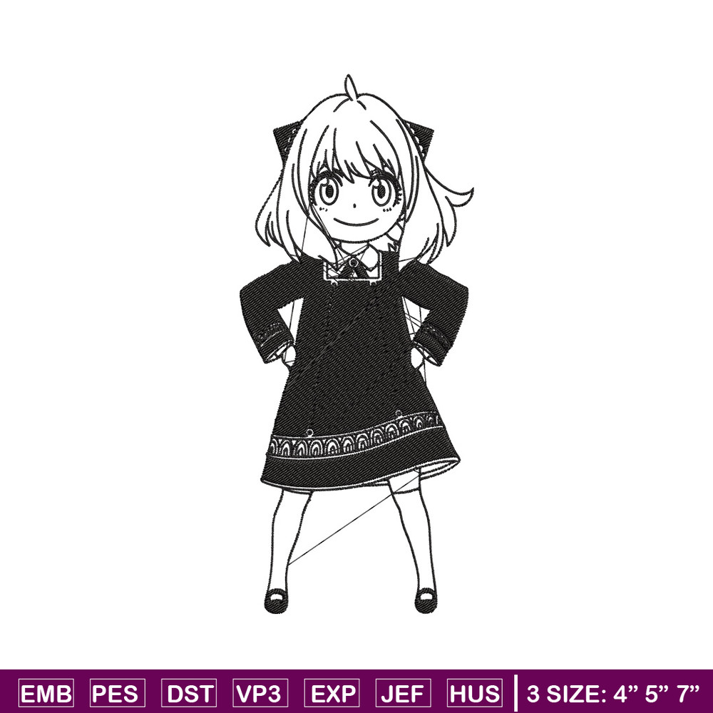 Anya Forger Embroidery Design, Spy x family Embroidery, Embroidery File, Anime Embroidery, Anime shirt, Digital download.jpg