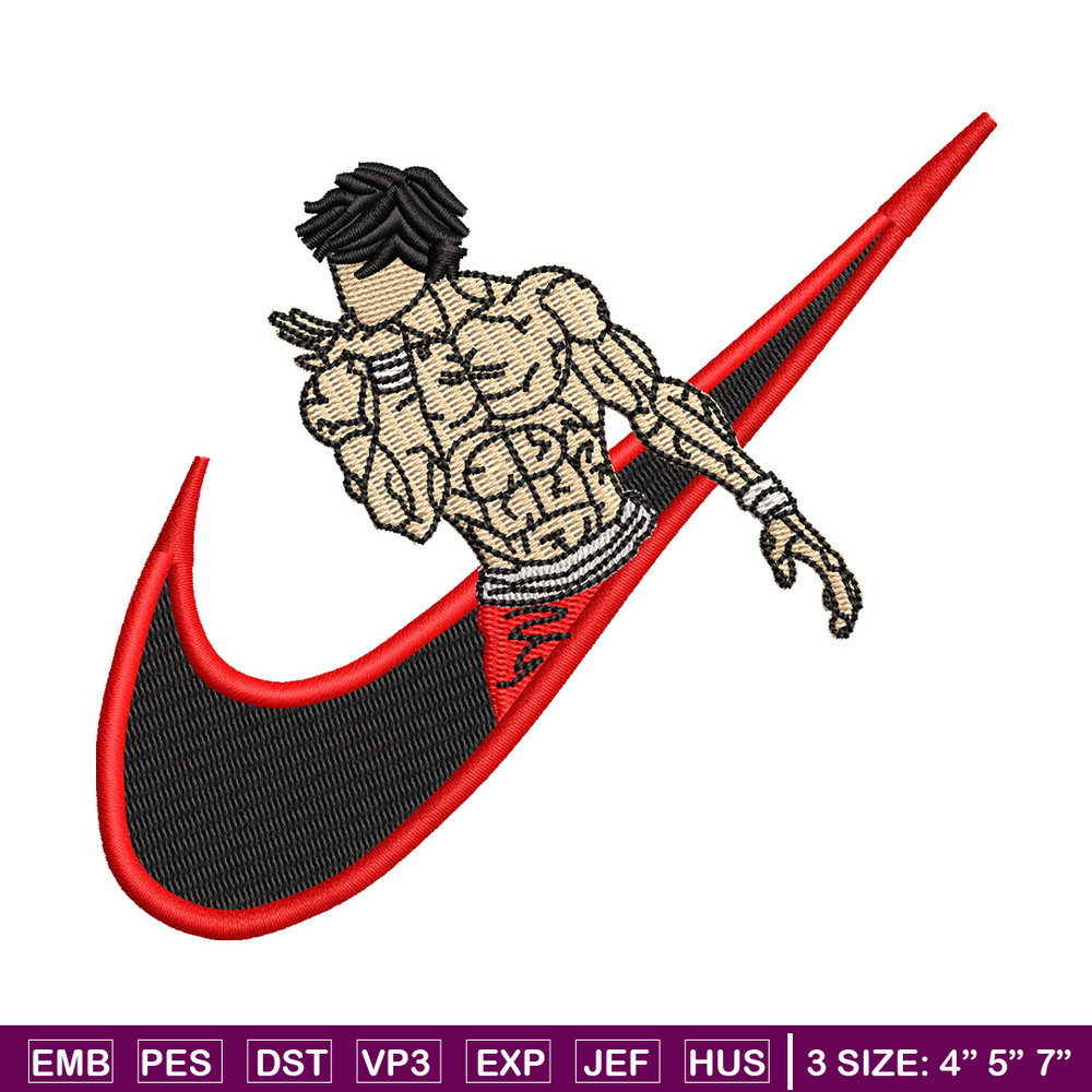 Baki x nike embroidery design, Baki embroidery, Nike design, Embroidery shirt, Embroidery file, Digital download.jpg